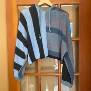 AE Woven Patchwork Crop Hoodie